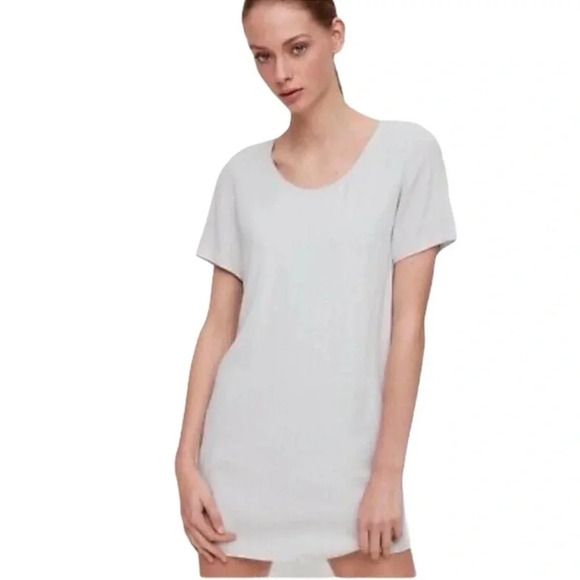 WILFRED FREE by ARITZIA Teigen Mini Shirt Dress in Lune L Taupe Gray Gauzy - Picture 1 of 10